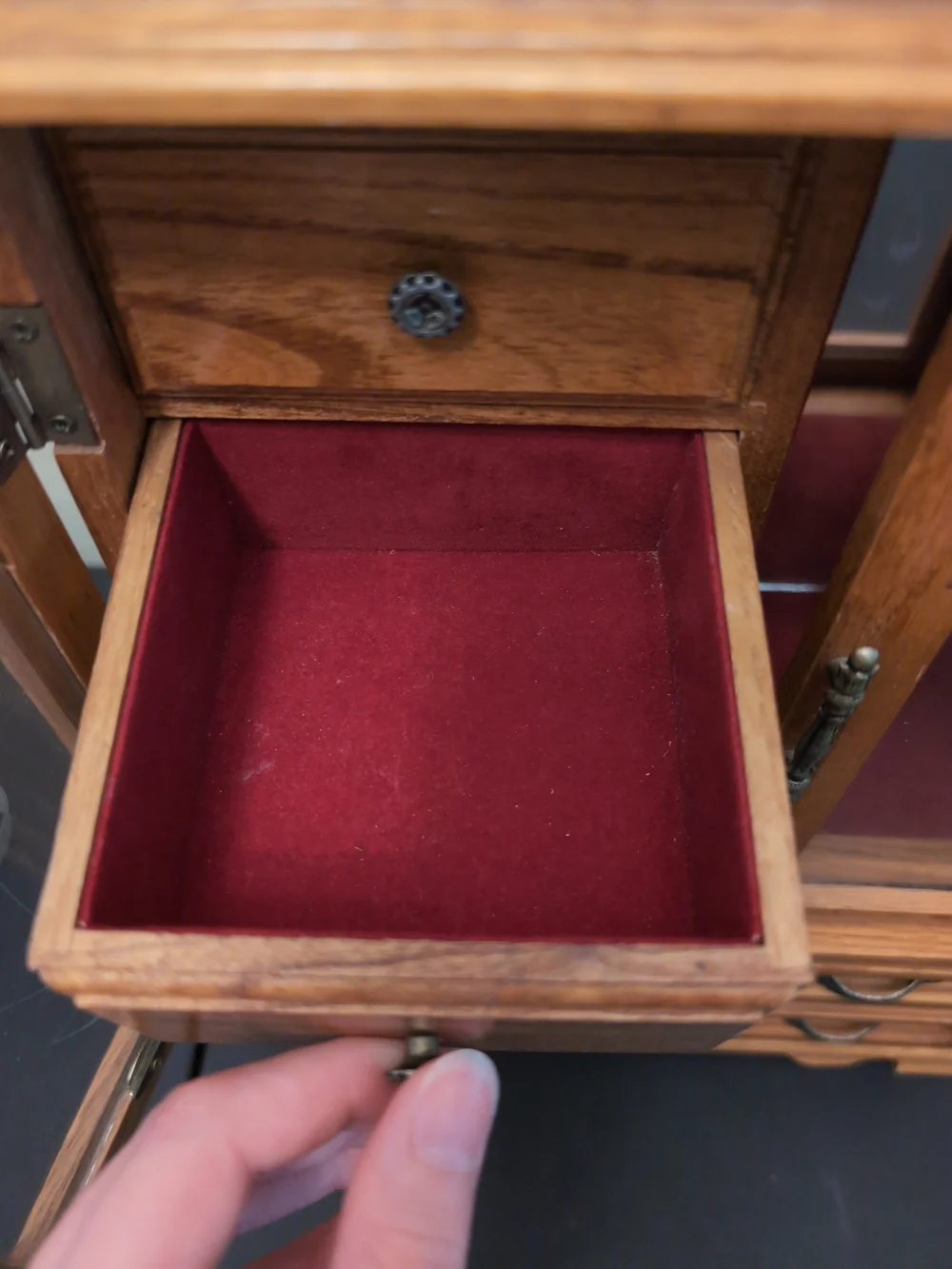 Wood Finish Jewelry Armoire with Glass Doors - Brown